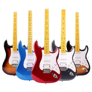 Oem guitarra elétrica personalizada 2020, barata, guitarra elétrica, corpo de mogno, esquerda, estilo lp/st, para venda barata