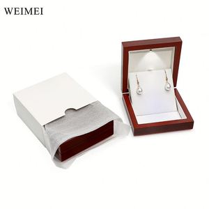 Boîte à bijoux en bois de luxe avec lumière LED Boîte cadeau OEM Emballage de pendentif en diamant Boîte à bijoux - Product Image 3
