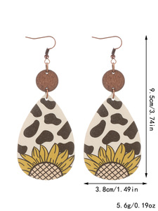 ต่างหูไม้ดอกทานตะวันสำหรับผู้หญิงวินเทจทำจากไม้สำหรับฟาร์ม976 - Product Image 5