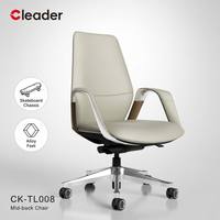 Chaise de bureau exécutive en cuir à dossier moyen, réglable, avec base de skateboard, en mousse moulée haute densité, pour professionnels
