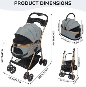 <span class=keywords><strong>Poussette</strong></span> pliable légère pour animaux de compagnie pour chats chiots et chariot de <span class=keywords><strong>chien</strong></span> réglable et portable Teddy - Product Image 3