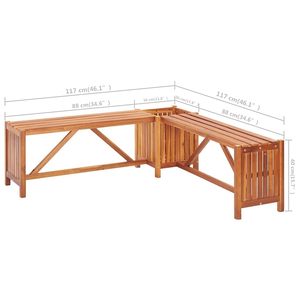 Panca da Giardino in Legno di Acacia Cobohome per Patio e Giardino, con Fioriera Integrata, Panca Moderna in Legno per Esterni con Vano Portaoggetti - Product Image 6
