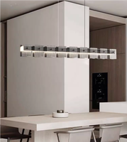 Lustre en métal minimaliste nordique italien, luminaire suspendu en verre moderne de luxe, plafonnier LED