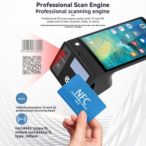 8-дюймовый портативный POS-терминал Android с двумя дисплеями, сенсорным экраном, кассовым аппаратом, сканером штрих-кодов, черный/синий, беспроводной сканер BT - Product Image 3