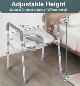 Nouveau style : Siège de toilette <span class=keywords><strong>surélevé</strong></span> 3-en-1 en alliage d'aluminium, chaise de douche et barre de sécurité pour toilettes - Product Image 2