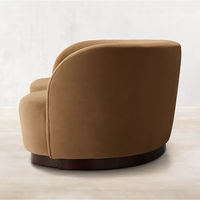 RH COPENHAGEN Ensemble de canapés modernes en arc, revêtement en tissu personnalisable, base en bois massif, causeuse en velours marron, éponge de luxe, pour hôtel