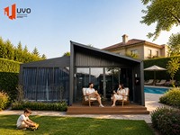 Rumah Modular A-Frame UVO Flat Pack, Perakitan Cepat, Rumah Prefab Atap Gable, Rumah Mungil Segitiga untuk Halaman Belakang Airbnb