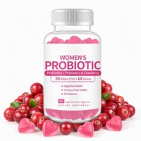 Gummies Probiotiques Canneberge pour Femmes 50 Milliards de UFC Fibres Prébiotiques Santé Urinaire Équilibre du pH Sans Sucre Vente en Gros OEM ODM