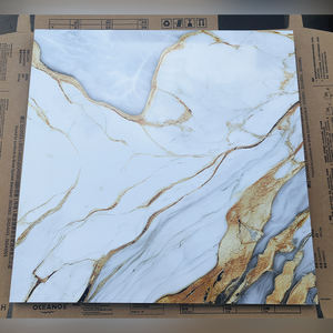 金メッキ600x600mm大理石風高級PVC防水エンボス加工光沢仕上げ床壁タイルモダンヴィラホテルホールインテリア - Product Image 3