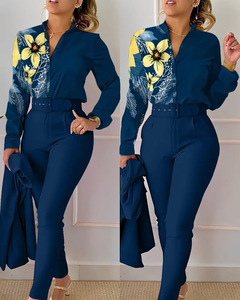 Ensemble de vêtements pour femmes King Mcgreen Star, pantalon imprimé, haut à manches longues, pantalon uni avec ceinture, printemps automne, nouveau ensemble 2 pièces - Product Image 6