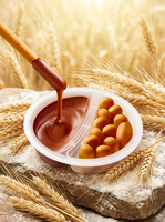 Bâtonnets de biscuits croustillants à tremper et manger, personnalisables en marque blanche, pour enfants, avec coupelle de sauce chocolat pour tremper – Vente en gros
