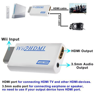 Convertidor de <span class=keywords><strong>Wii</strong></span> a <span class=keywords><strong>HDMI</strong></span>, Compatible con Full HD 720P 1080P, Audio de 3.5mm, <span class=keywords><strong>Adaptador</strong></span> Wii2HDMI <span class=keywords><strong>para</strong></span> HDTV y Auriculares - Product Image 5