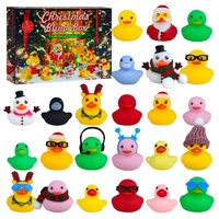 Calendrier de l'Avent Boîte Mystère de Noël – Lot de 24 Canards en Caoutchouc pour le Bain, Boîte Cadeau Colorée, Décoration pour les Fêtes et la Vente au Détail