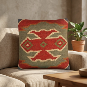 Coussin de siège et de dossier en laine et jute tissé à la main, style rustique élégant, motif multicolore, pour chaise de maison, d'hôtel ou de bureau - Product Image 3