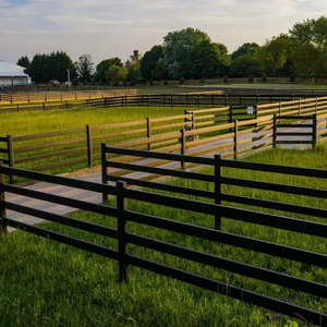 รั้วพีวีซีสีดำ4รางรั้วฟาร์มพีวีซีสีขาวสีดำสำหรับม้า - Product Image 5