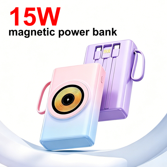 2026 Hot Sale Wireless Charging Power Bank Mobile Phone 20000mah Super Thin Portable 15W Wireless Powerbank 20000 MAh 15-month