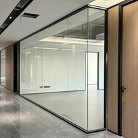 Cloison de bureau en verre sans cadre, cloison en verre à vue complète, systèmes de murs modulaires démontables, solution pour le bureau
