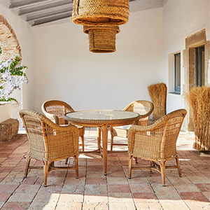 Hiện đại ngoài trời Vườn Patio Vòng Kính bàn ăn và <span class=keywords><strong>wicker</strong></span> mây ghế vườn bảng thiết lập - Product Image 2