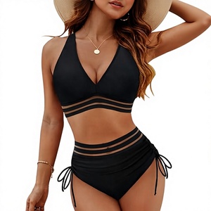 White Black Striped High Waist 2 Piece <b>Bikini</b> 2026 Fashion Backless <b>Push</b> <b>up</b> Seaside Swimsuit - Product Image 3