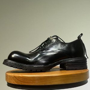 Chaussures en cuir pour hommes, style rétro, à semelle épaisse, décontractées, style anglais, à lacets, plateforme, Oxford, mocassins. - Product Image 4