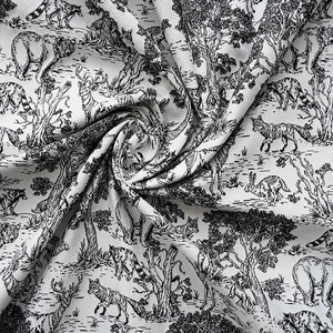 New <strong>Black</strong> White Mixed Small Animal <strong>Pattern</strong> Jacquard Fabric Spring Autumn Fashion Coat - Product Image 3