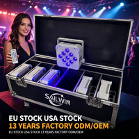 9 projecteurs LED PAR sans fil rechargeables 18W DMX512 2,4 GHz RGBWAUV 6-en-1 pour DJ, discothèque, mariage, fête