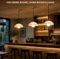 Lampe suspendue en laiton avec abat-jour en marbre et albâtre, style moderne classique, 1 éclairage, pour salle à manger, îlot de cuisine, restaurant, café, hôtel