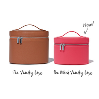 Boîte à maquillage en cuir personnalisée avec logo pour les voyages de luxe, avec fermeture éclair, poignée souple, grande capacité, organiseur de trousse pour femmes