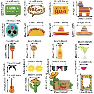 Dia De Los Muertos FIESTAホリデーパーティーの装飾用カスタムメキシコのサボテンTacos Skull Mojito Pinata Design紙の小道具写真の旗 - Product Image 6