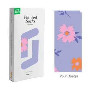 设计师花式定制盒包装女袜紫色中管可爱油漆针织来样定做服务氨纶礼品袜子