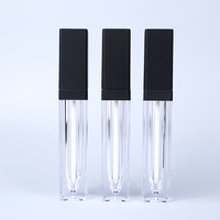 Vente en gros de contenants de gloss à lèvres en plastique transparent carré de 7 ml, emballage cosmétique vide pour les lèvres, tube vide pour gloss à lèvres
