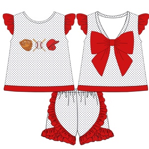 Puresun Abbigliamento Sportivo per Bambini, Set Estivo per Bambine con Grande Fiocco, <span class=keywords><strong>Vestiti</strong></span> per Baseball e Sport di Squadra - Product Image 1