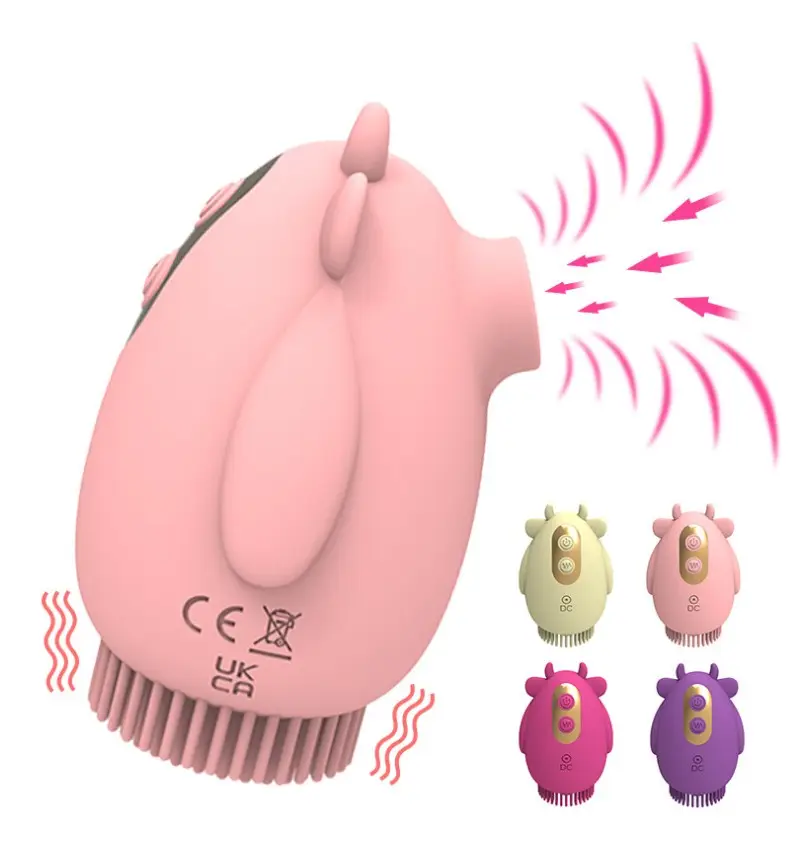 2 in 1 Sex Toy Sucking Breast Pump Brush Massager Clit Sucker Stimulator Toys Clitoral Sucking Vibrator for Women
