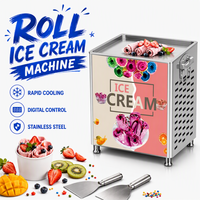 Commerciële ijsmachine van roestvrij staal, enkelvoudige pan, voor op het aanrecht, voor restaurants en ijssalons