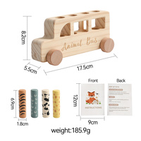 Juguete de Madera Montessori Unisex, Cubo de Actividades Colorido, Autobús Educativo Temprano para Bebés, Juguetes de Reconocimiento de Animales al por Mayor