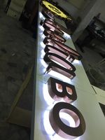 Enseigne en métal rétroéclairée Logo d'entreprise Acrylique Lettre Nom Illuminé Led en acier inoxydable Miroir doré Rétro-éclairé Logo 3D Signalisation