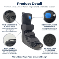 Chaussures de marche premium pour la cheville, avec coque rigide en plastique technique, doublure en mousse velours, chambre à air gonflable, semelle intérieure en EVA et semelle extérieure en TPR