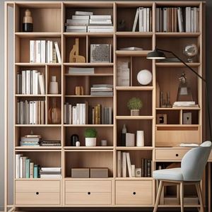 Estantería de madera negra contemporánea Unidad de almacenamiento portátil para sala de estar Gabinete de exhibición Muebles para el hogar - Product Image 1