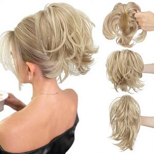 Pince à <span class=keywords><strong>cheveux</strong></span> pour queue de cheval courte, extensions de <span class=keywords><strong>cheveux</strong></span>, métal pliable, chignon désordonné, pièce de <span class=keywords><strong>cheveux</strong></span> pour femmes, <span class=keywords><strong>cheveux</strong></span> synthétiques raides, postiches - Product Image 1