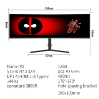 Moniteur 49 pouces 1 ms 3800R Surface incurvée 32:9 pour PC Écran large 144 Hz GAMING Nano IPS Moniteur informatique commercial