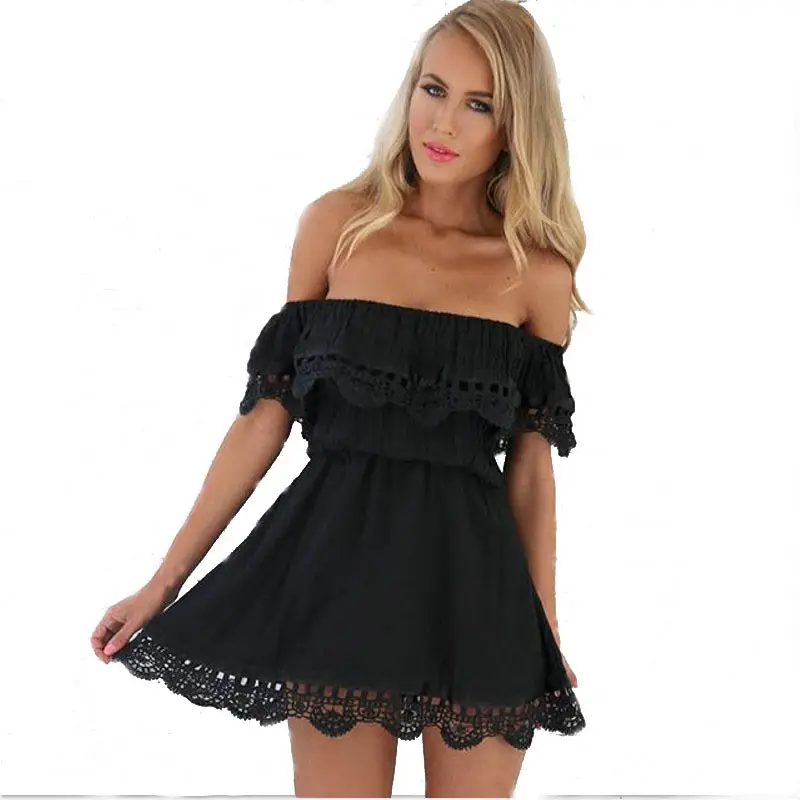 2020 newest summer Sexy lace strapless beach party night club casual women girl short dress