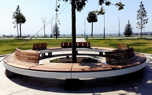 <span class=keywords><strong>Rue</strong></span> en bois en plastique ronde extérieure de <span class=keywords><strong>banc</strong></span> de style de conception moderne longue pour le centre commercial - Product Image 2