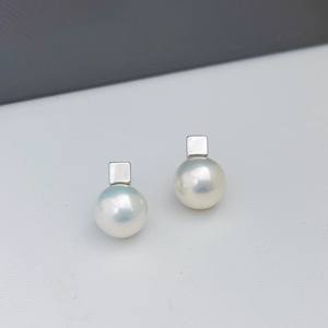 22391DIY Pendientes de Botón Finos con Base Vacía de Plata S925 para Perlas Cuadradas y Redondas de 9-15mm, Accesorios de Joyería - Product Image 2