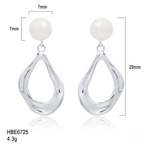 Boucles d'oreilles KAMMY en argent sterling 925, géométriques, tendance, irrégulières, torsadées, grandes, pendantes, minimalistes, pour un usage quotidien - Product Image 2
