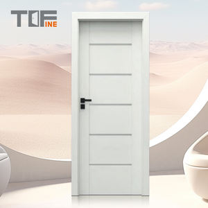 Luxe Moderne en Bois Givré Chêne Blanc Contemporain Chambre Coulissante Porte Intérieure en Bois Porte en Fer Designs avec Cadre - Product Image 3