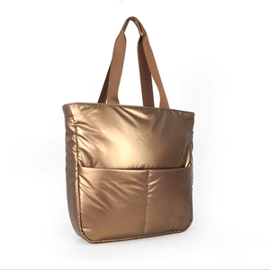 Sac à main hobo matelassé doré grande capacité pour femme, sac messager décontracté, fermeture éclair, automne hiver, mode - Product Image 1