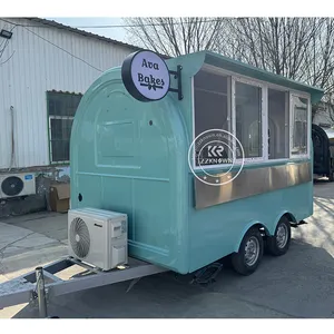 FR-300W绿色圆顶食品卡车带灯标志定制食品拖车移动咖啡车摊水吧奶茶店