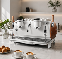 Máquina de Café Espresso Comercial de Doble Grupo, 12L, con Triple Caldera y Pantalla Independiente para Cafetería