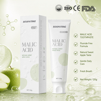 Dentifrice à l'acide malique sans fluorure, marque privée OEM, goût pomme naturel, soin doux, haleine fraîche, soin buccal quotidien