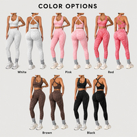 Ensemble de yoga pour femmes style US/UE, imprimé léopard, en nylon et élasthanne, soutien-gorge de sport et leggings taille haute, extensible dans les 4 sens, tenue de sport pour la gym